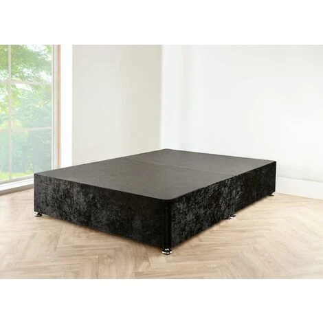 2FT6 Black Crushed Velvet Divan Bed Base - Image 5