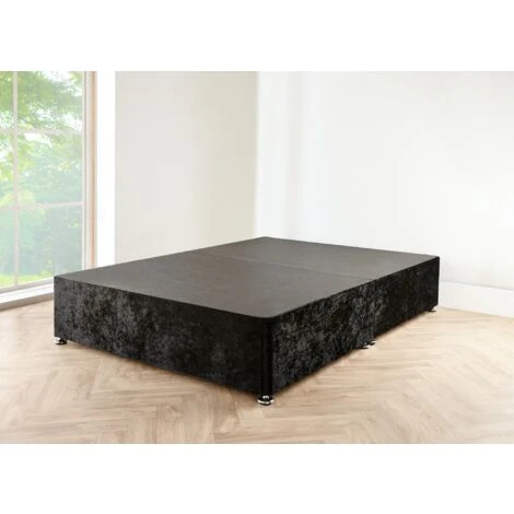 4FT6 Black Chenille Divan Bed With No Mattress, No Hb And 0 Drawers