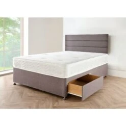 4FT6 Grey Linen Divan Bed Base