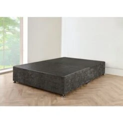 4FT Black Crushed Velvet Divan Bed With No Mattress, No Hb And 0 Drawers