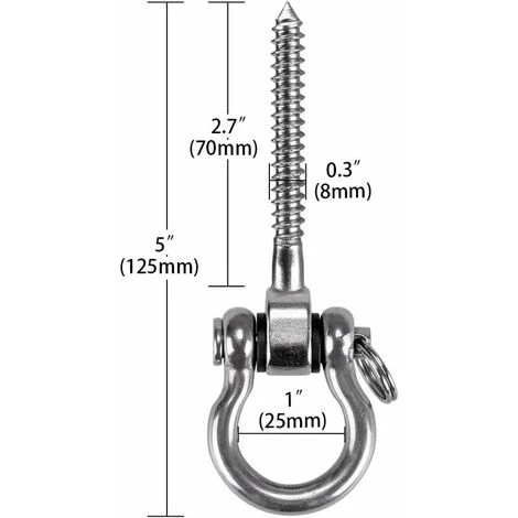 Pieces Screw Hook, Heavy Duty 304 Stainless Steel 180° Ceiling Hook For Indoor Outdoor Playground Yoga, Hammock, Rope, Swing, Hanging Chair, Punching Bag, Max 450kg - Image 4