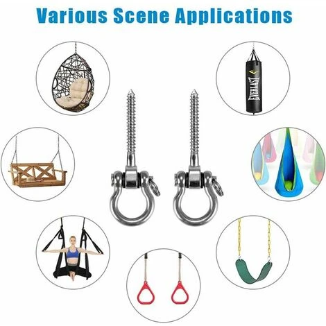 Pieces Screw Hook, Heavy Duty 304 Stainless Steel 180° Ceiling Hook For Indoor Outdoor Playground Yoga, Hammock, Rope, Swing, Hanging Chair, Punching Bag, Max 450kg - Image 5
