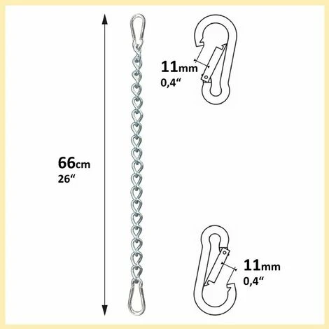 Chain With Two Carabiners, Variable Attachment For Hammock Up To 230 Kg (Chain 66 Cm) - Image 2