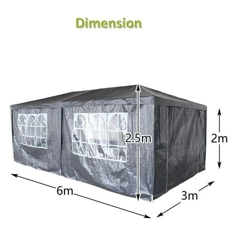 BIRCHTREE Gazebo PE 3X6M PEG02 Grey - Image 5