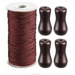 50m/Roll With 4 Pieces Brown Braided Shade Rope Wooden Pendant For Shade Aluminum Shade Plant Gardening And Crafts (Brown)T-Audace