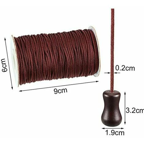 50m/Roll With 4 Pieces Brown Braided Shade Rope Wooden Pendant For Shade Aluminum Shade Plant Gardening And Crafts (Brown)T-Audace - Image 2