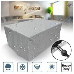 Garden Furniture Cover With, Waterproof, Windproof, Anti-UV, Heavy Duty 210D Oxfor Fabric Protective Cover For Table Chair Furniture，Silver -808080CM