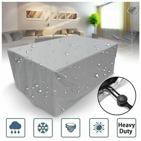 Garden Furniture Cover With, Waterproof, Windproof, Anti-UV, Heavy Duty 210D Oxfor Fabric Protective Cover For Table Chair Furniture,Silver -808080CM