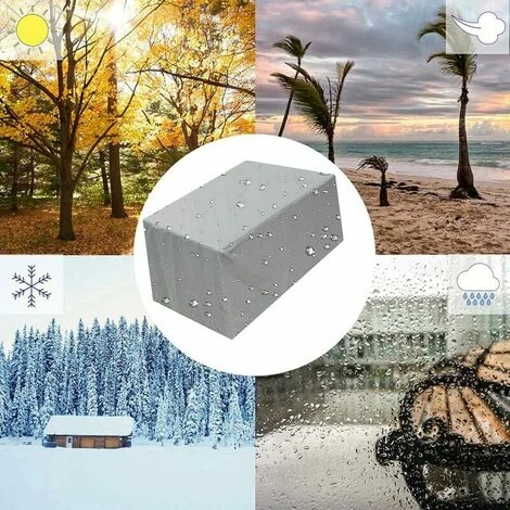 Garden Furniture Cover With, Waterproof, Windproof, Anti-UV, Heavy Duty 210D Oxfor Fabric Protective Cover For Table Chair Furniture,Silver -808080CM - Image 5
