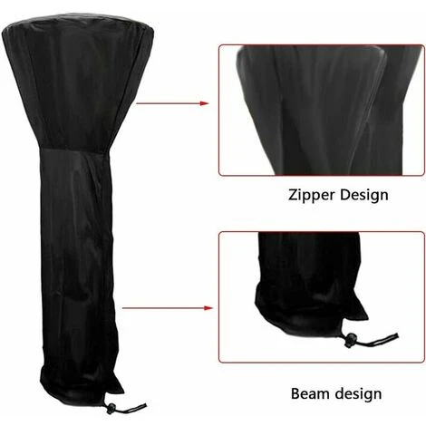 210D Oxford Waterproof Patio Heater Cover, Patio Heater Cover, Heater Cover 2268548cm Black - Image 3