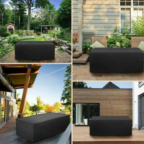 Waterproof Garden Furniture Cover 210D Oxford Cloth Black Rectangular Rattan Wind And Sun Resistant Garden Furniture Cover (123 X 61 X 72cm) - Image 5