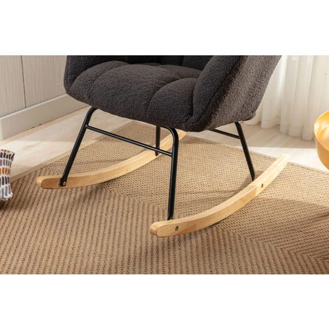 Modern Rocking Accent Chair Teddy Velvet Uplostered Rocker Armchair - Image 3