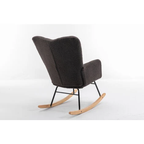 Modern Rocking Accent Chair Teddy Velvet Uplostered Rocker Armchair - Image 5