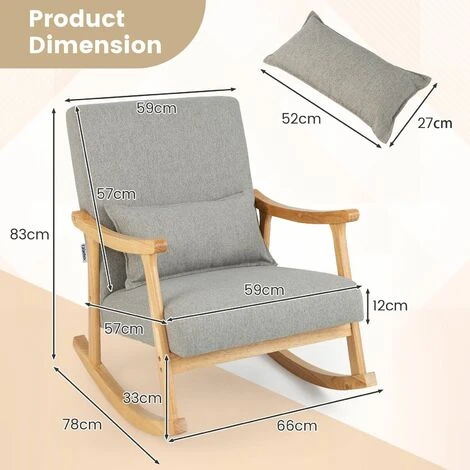 Modern Rocking Chair Upholstered Fabric Leisure Armchair With Rubber Wood Base - Image 2