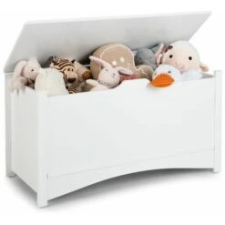 2-in-1 Modern Flip-top Storage Chest Wooden Storage Organizer Bench Toy Box Unit