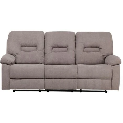 Modern Fabric Recliner Sofa Manual Reclining Padded 3 Seater Beige Bergen - Image 4