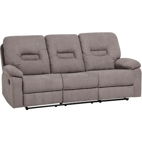 Modern Fabric Recliner Sofa Manual Reclining Padded 3 Seater Beige Bergen - Image 5