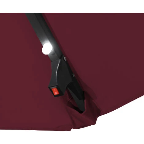 3m LED Banana Garden Parasol Sun Shade Patio Hanging Umbrella Cantilever With Base Cover Wine Red - Image 3