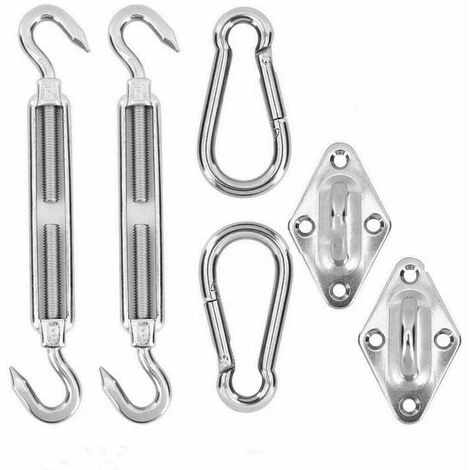 Pcs/Set Installation Hardware Stainless Steel Sail Shade Kit Tension Pad Fittings Eye Carabiners
