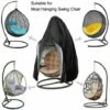 Hanging Chair Cover Egg Protector Cover Waterproof Hanging Chair Cover Garden Egg Chair Cover - Black With Zipper 115190CM Garden Furniture Cover SE