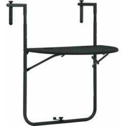 Balcony Table Black 60x64x83.5 Cm Plastic Rattan Look