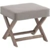 HOMCOM Vintage Footstool Padded Seat X Shape Chair Velvet Cover Shabby Grey