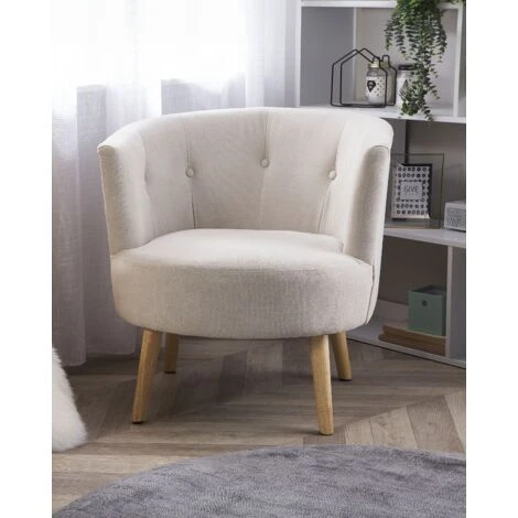 Modern Low Back Fabric Tub Accent Chair Living Room Off-White Odenzen - Image 2
